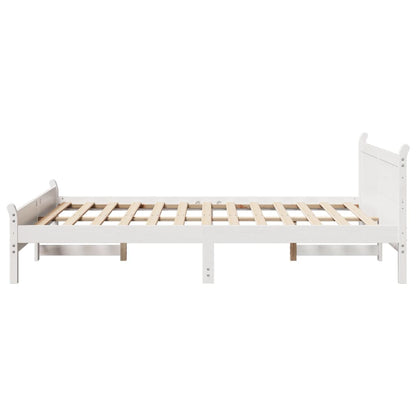 Cadre de lit sans matelas blanc 135x190 cm bois de pin massif