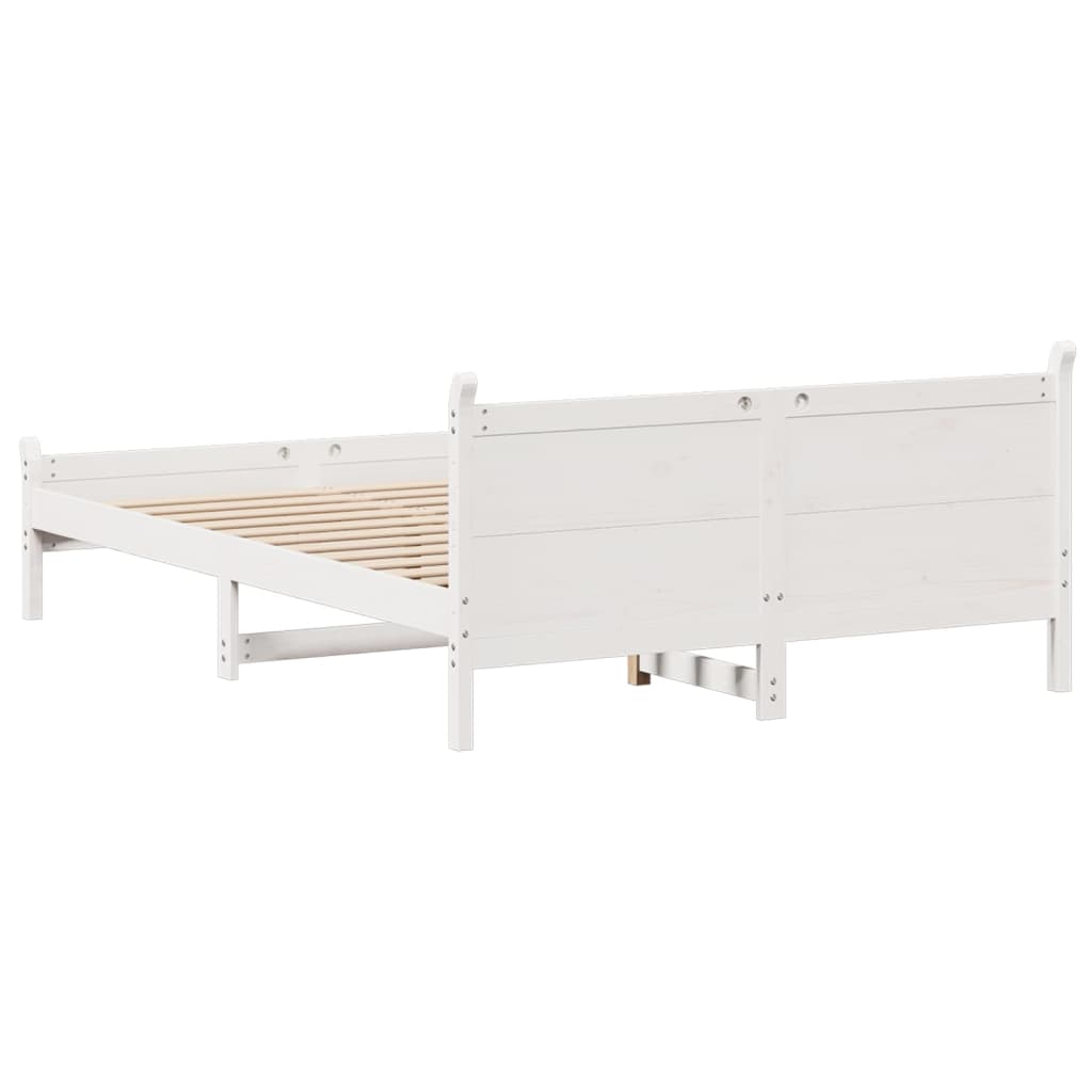 Cadre de lit sans matelas blanc 135x190 cm bois de pin massif