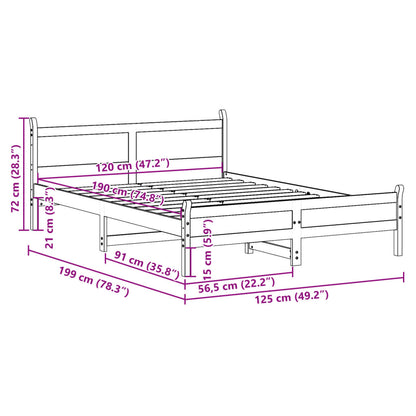 Cadre de lit sans matelas cire marron 120x190cm bois pin massif