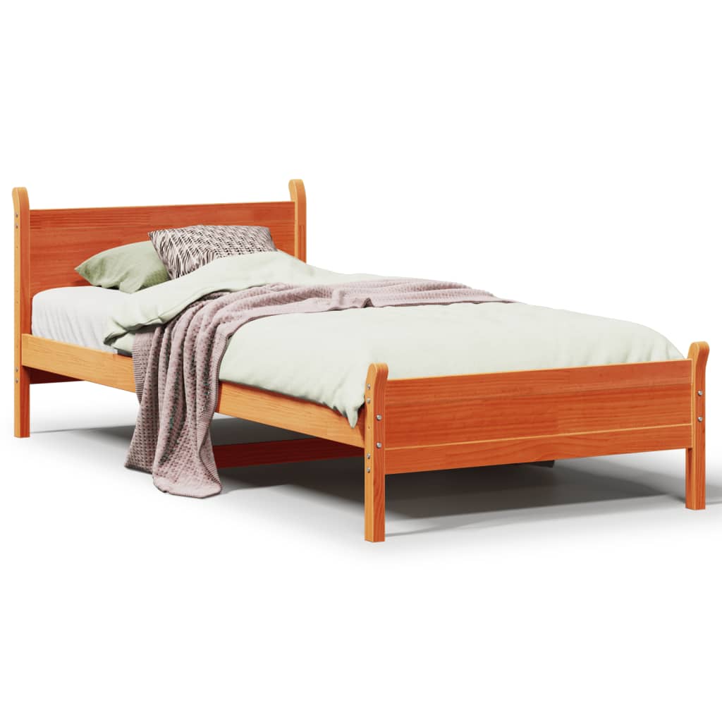 Cadre de lit sans matelas cire marron 90x190 cm bois pin massif