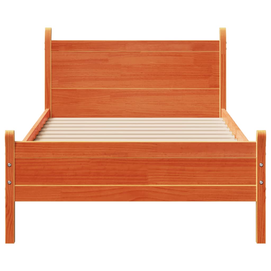 Cadre de lit sans matelas cire marron 90x190 cm bois pin massif