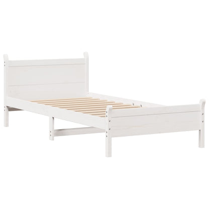 Cadre de lit sans matelas blanc 75x190 cm bois de pin massif