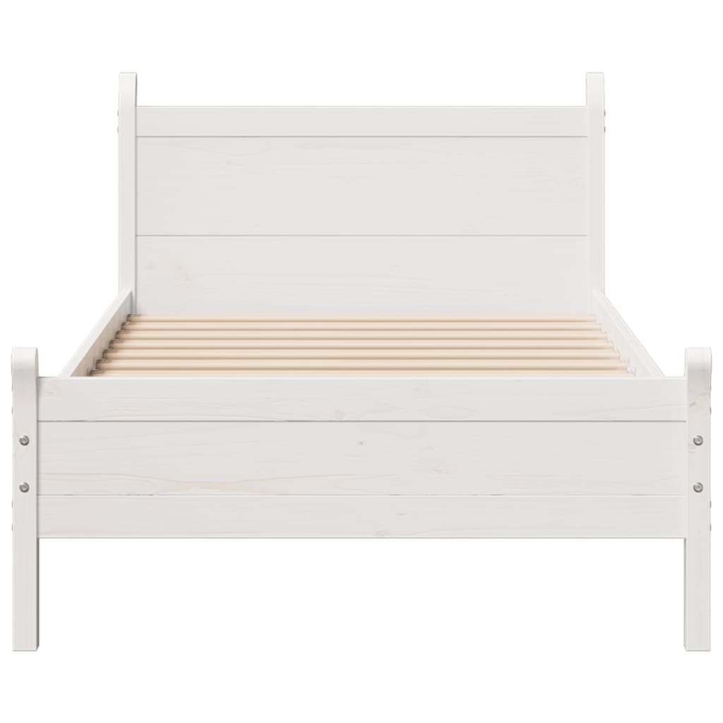 Cadre de lit sans matelas blanc 75x190 cm bois de pin massif