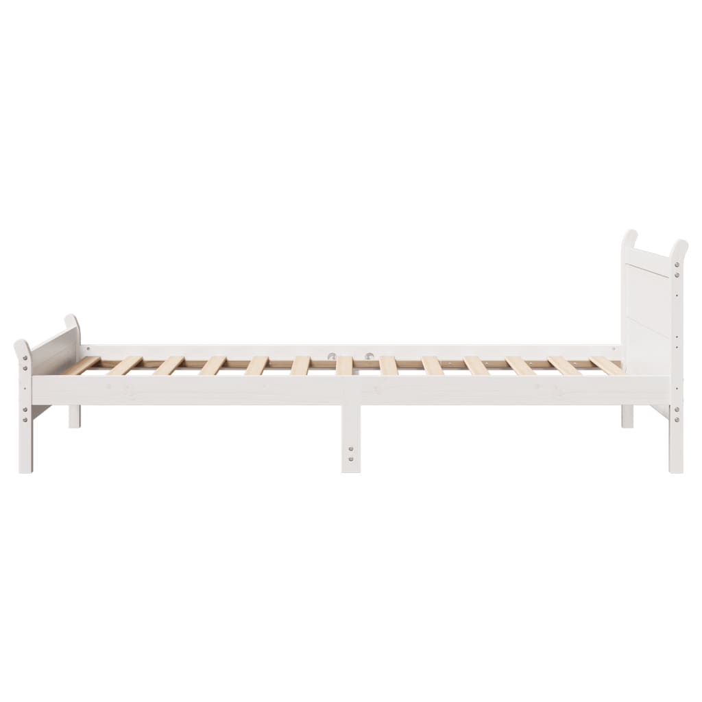 Cadre de lit sans matelas blanc 75x190 cm bois de pin massif