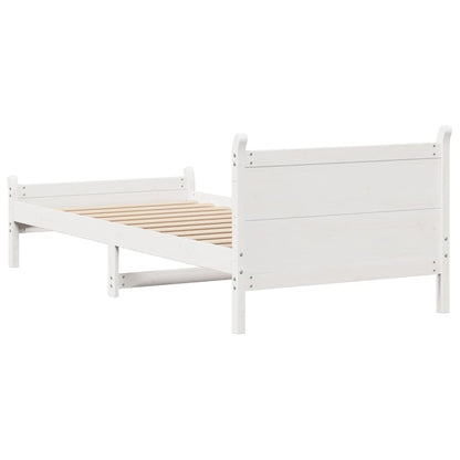 Cadre de lit sans matelas blanc 75x190 cm bois de pin massif