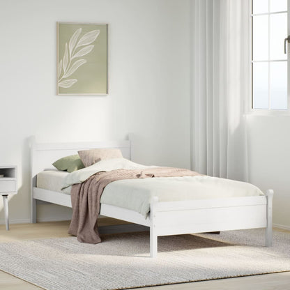 Cadre de lit sans matelas blanc 75x190 cm bois de pin massif