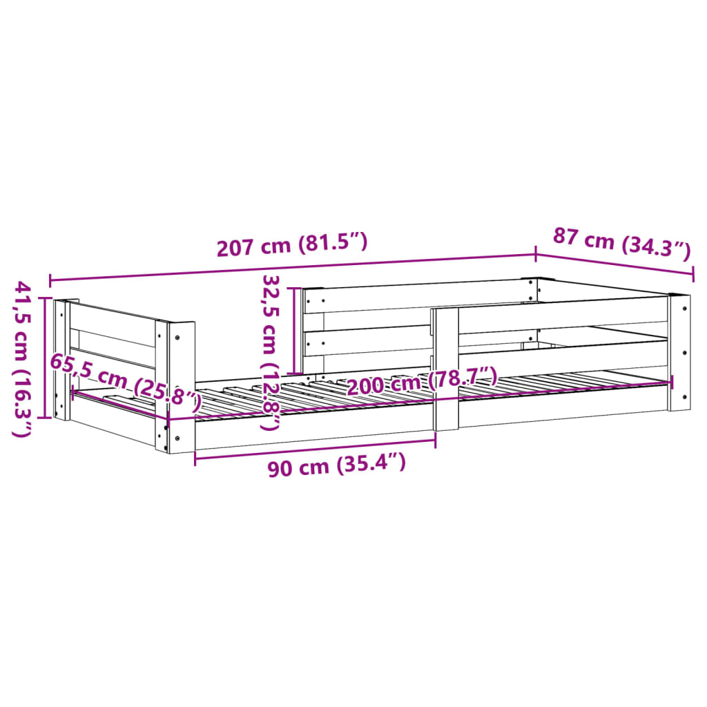 Cadre de lit sans matelas blanc 80x200 cm bois massif de pin