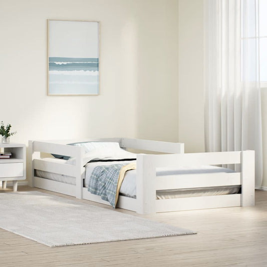 Cadre de lit sans matelas blanc 70x140 cm bois de pin massif