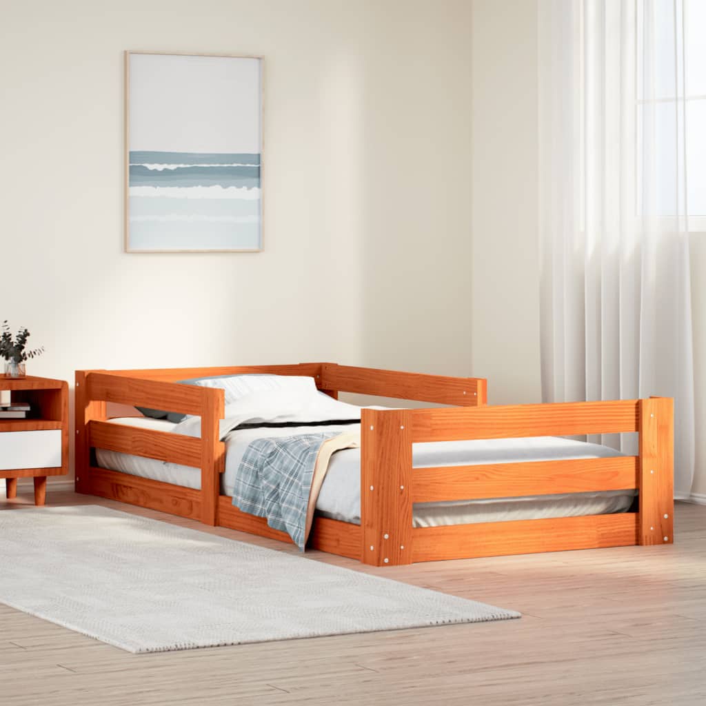 Cadre de lit sans matelas cire marron 90x190 cm bois pin massif