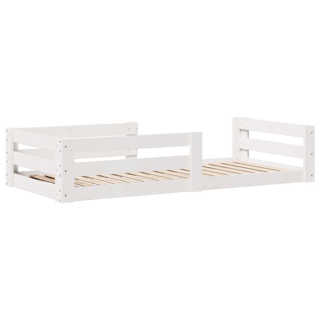 Cadre de lit sans matelas blanc 75x190 cm bois de pin massif