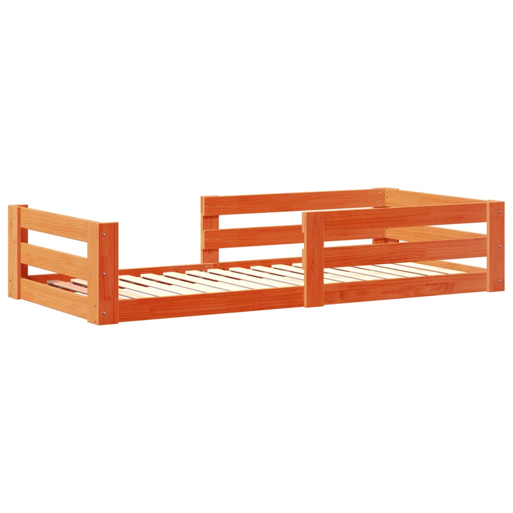 Cadre de lit sans matelas cire marron 75x190 cm bois pin massif