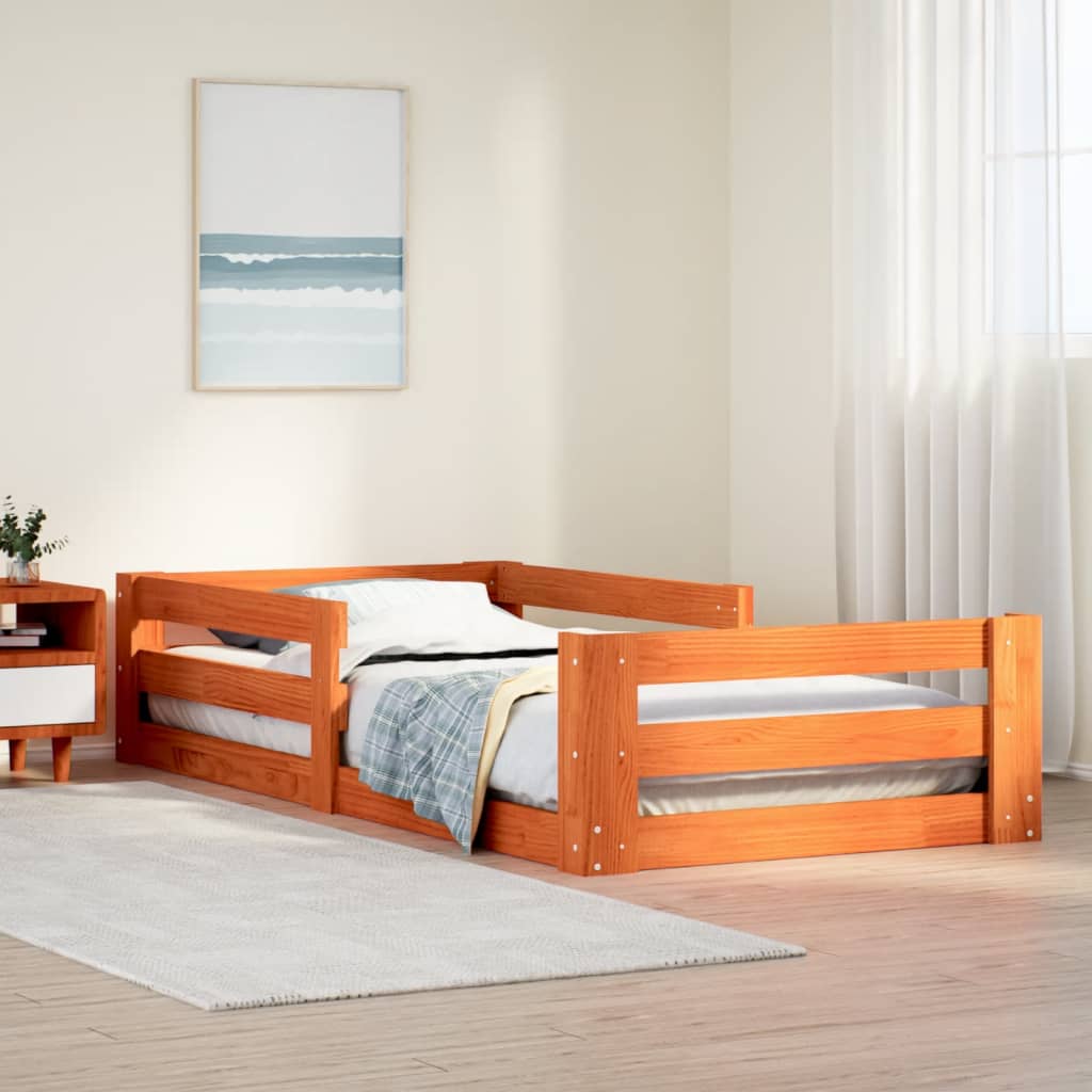 Cadre de lit sans matelas cire marron 75x190 cm bois pin massif