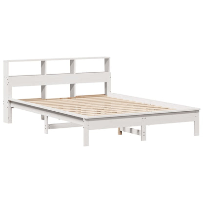 Lit bibliothèque sans matelas blanc 120x200 cm bois pin massif