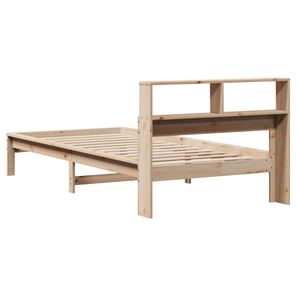 Lit bibliothèque sans matelas 100x200 cm bois massif de pin