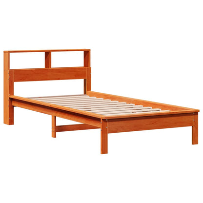 Lit bibliothèque sans matelas cire marron 100x200 cm pin massif