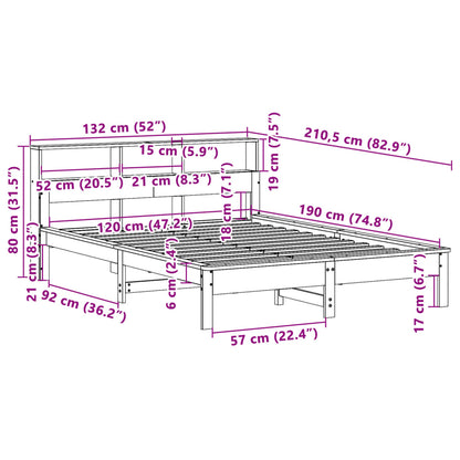 Lit bibliothèque sans matelas 120x190 cm bois de pin massif