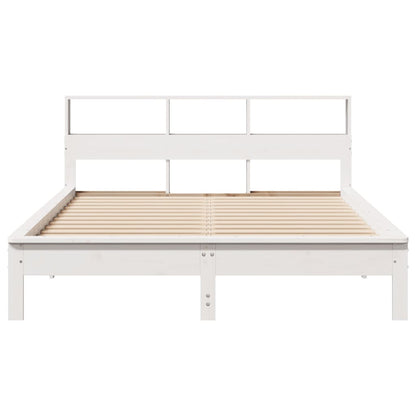 Lit bibliothèque sans matelas blanc 120x190 cm bois pin massif