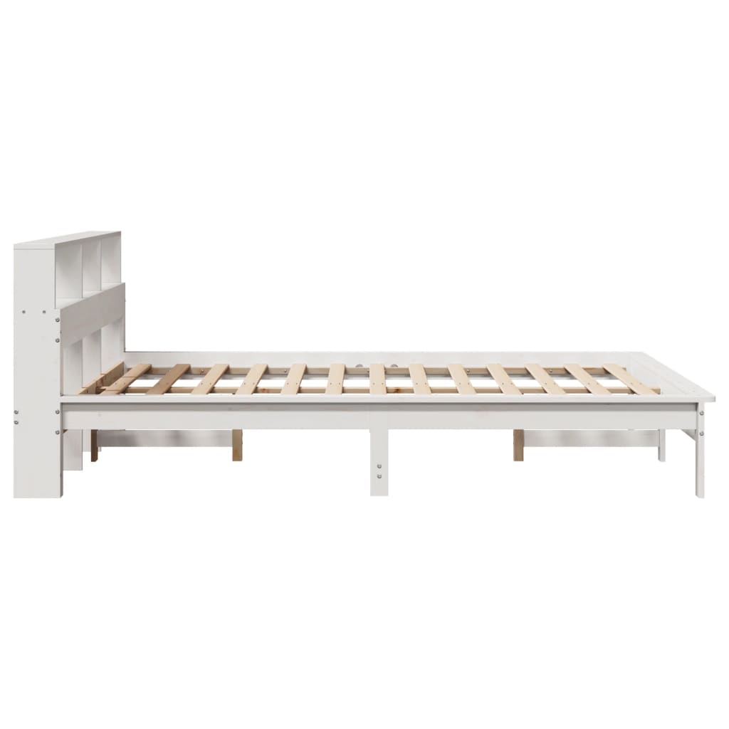 Lit bibliothèque sans matelas blanc 120x190 cm bois pin massif