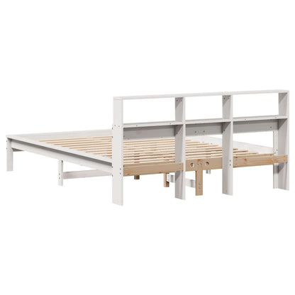 Lit bibliothèque sans matelas blanc 120x190 cm bois pin massif