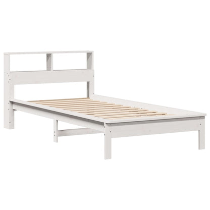 Lit bibliothèque sans matelas blanc 90x190cm bois de pin massif