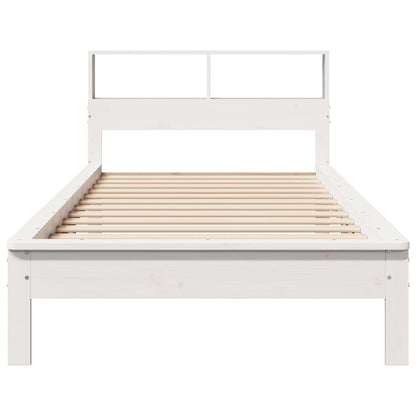 Lit bibliothèque sans matelas blanc 90x190cm bois de pin massif