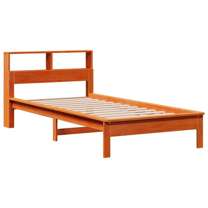 Lit bibliothèque sans matelas cire marron 90x190 cm pin massif