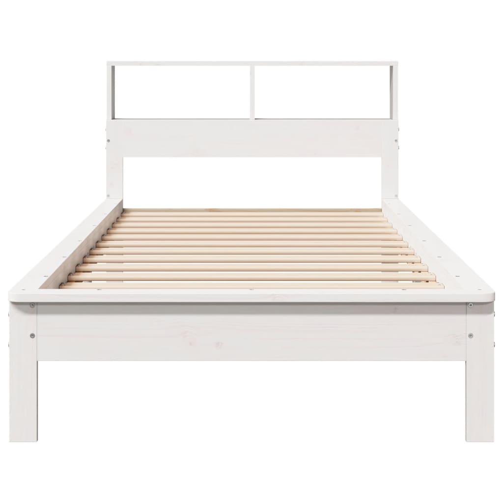 Lit bibliothèque sans matelas blanc 75x190cm bois de pin massif