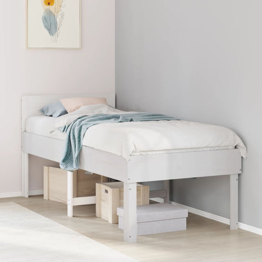 Cadre de lit sans matelas blanc 90x200 cm bois de pin massif