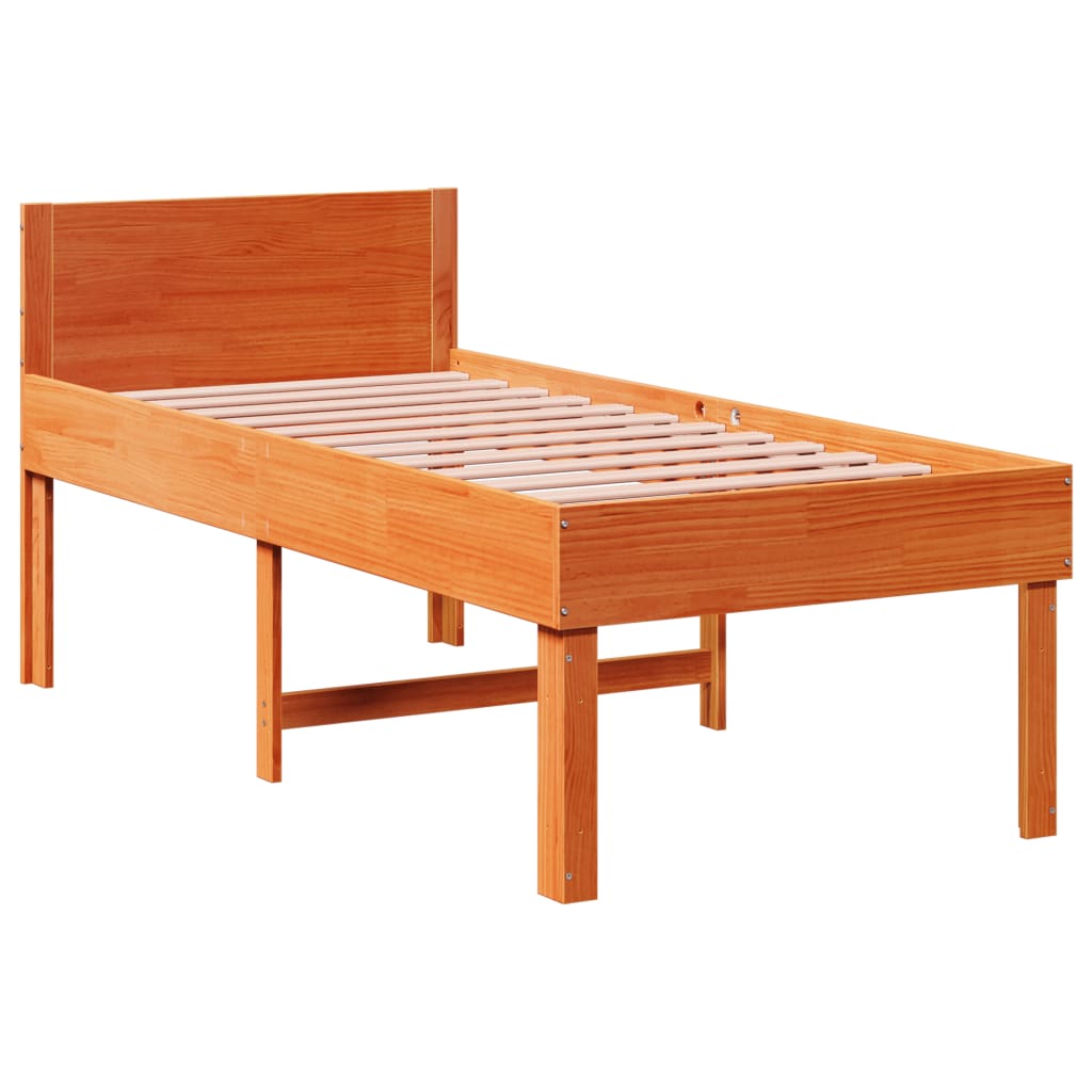 Cadre de lit sans matelas cire marron 90x200 cm bois pin massif