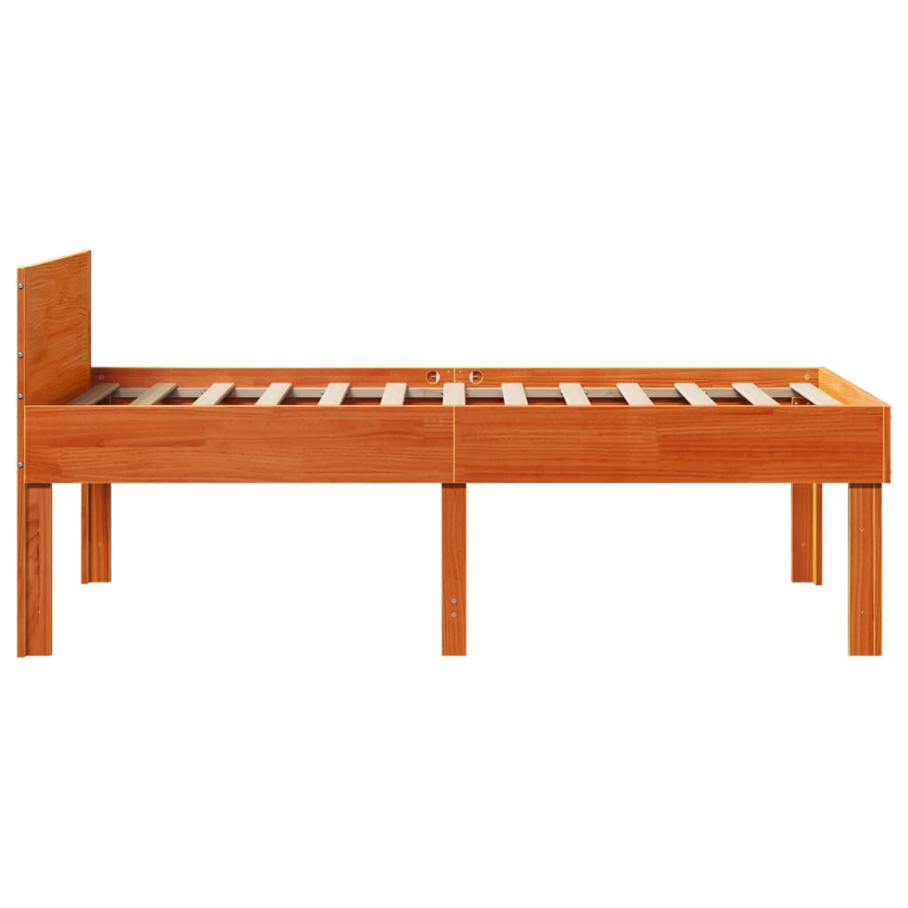 Cadre de lit sans matelas cire marron 90x200 cm bois pin massif