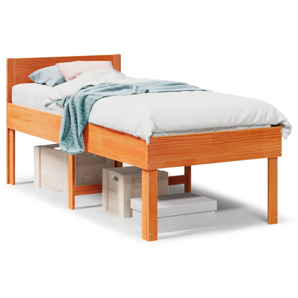 Cadre de lit sans matelas cire marron 90x190 cm bois pin massif