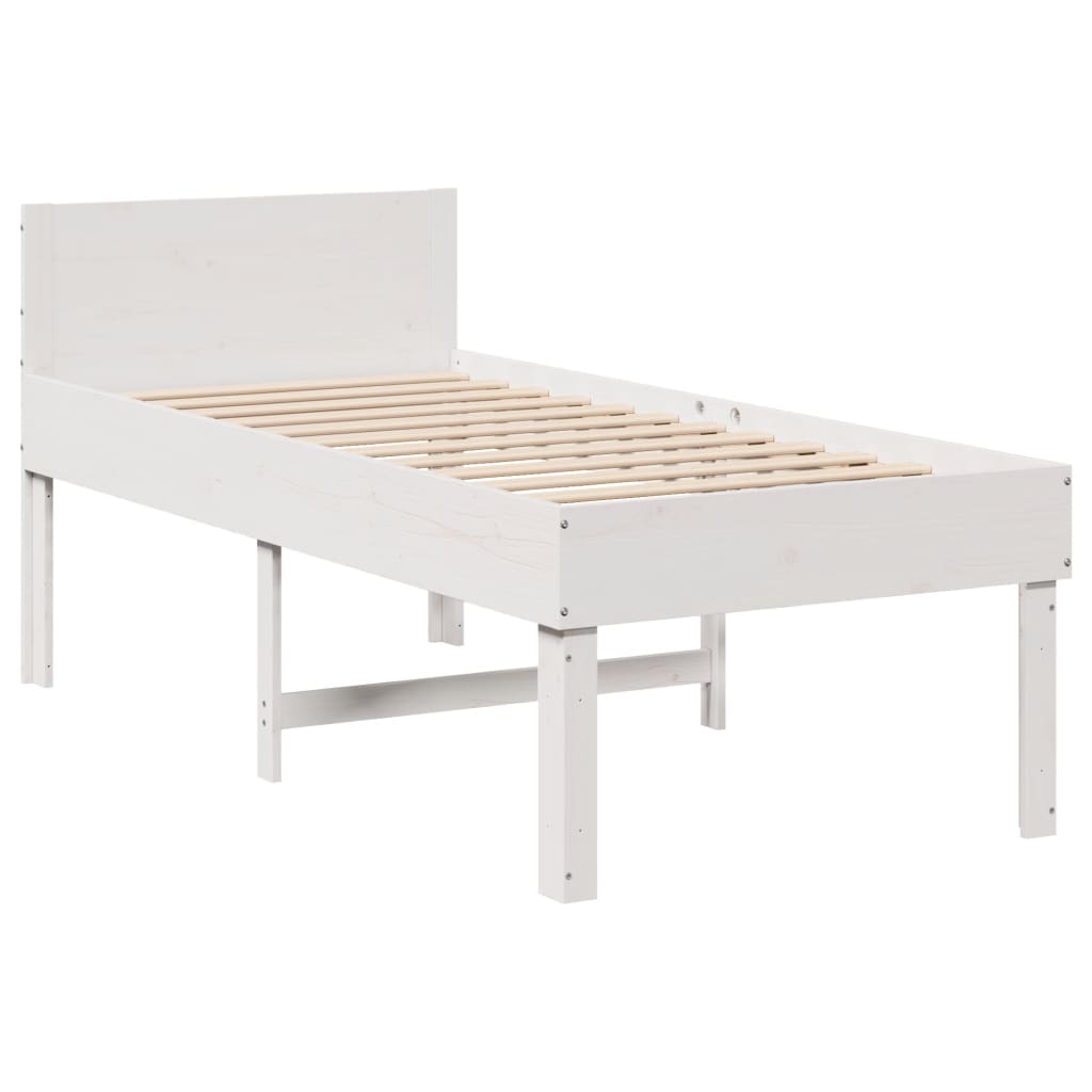 Cadre de lit sans matelas blanc 75x190 cm bois de pin massif