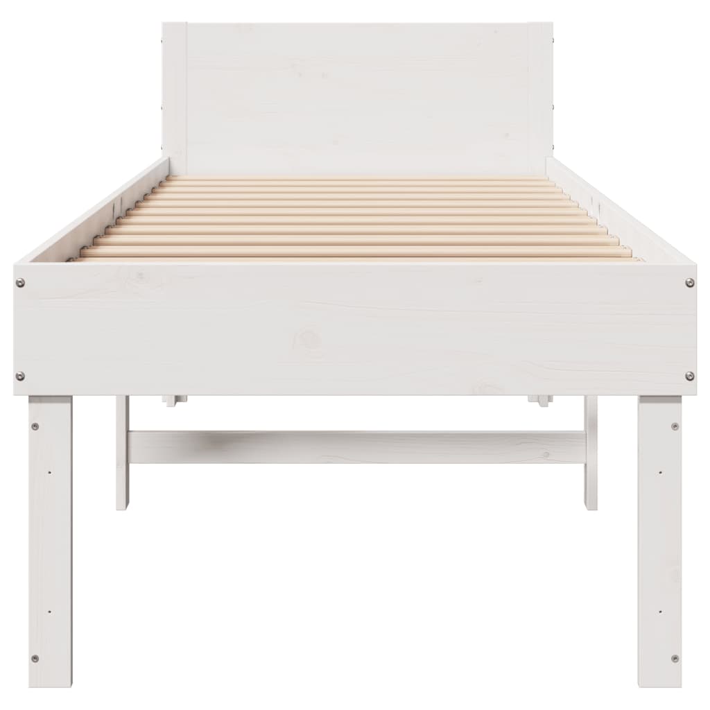 Cadre de lit sans matelas blanc 75x190 cm bois de pin massif