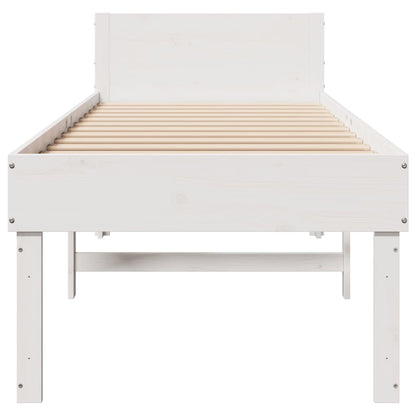 Cadre de lit sans matelas blanc 75x190 cm bois de pin massif