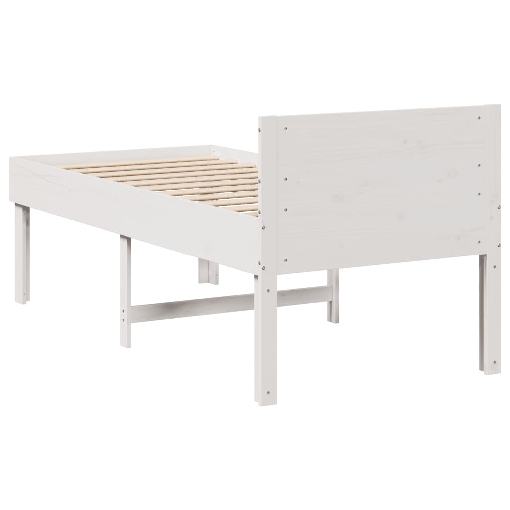 Cadre de lit sans matelas blanc 75x190 cm bois de pin massif