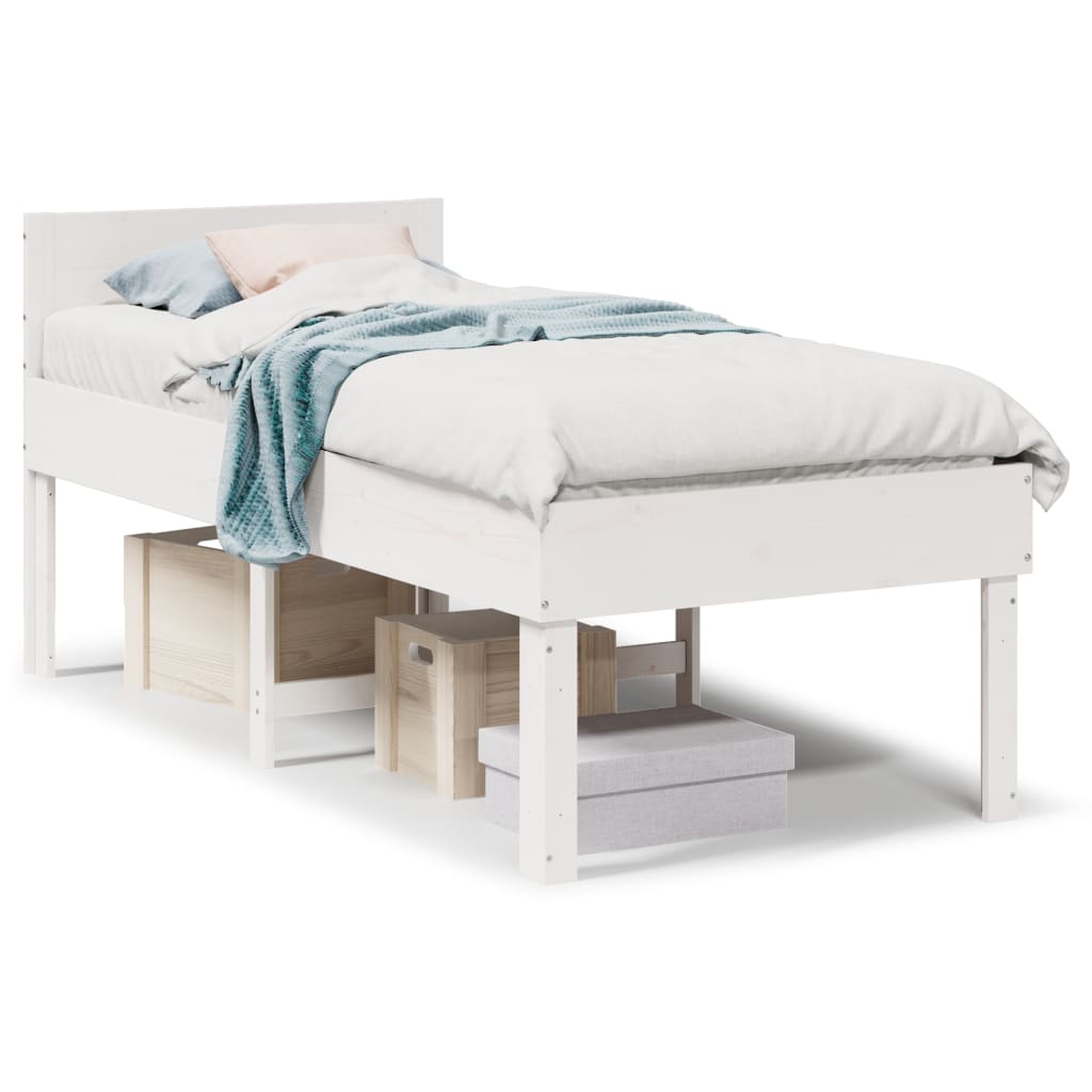 Cadre de lit sans matelas blanc 80x200 cm bois massif de pin