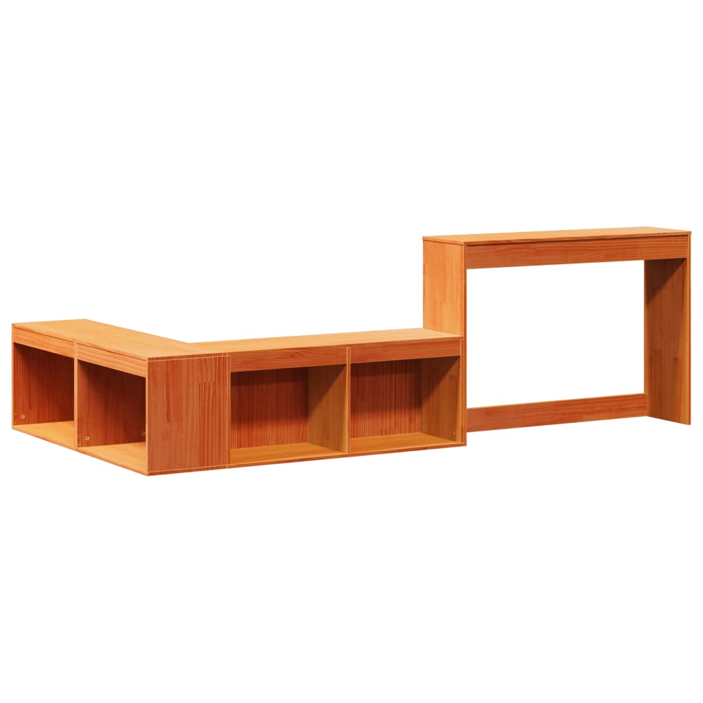 Table de chevet avec bureau cire marron bois de pin massif