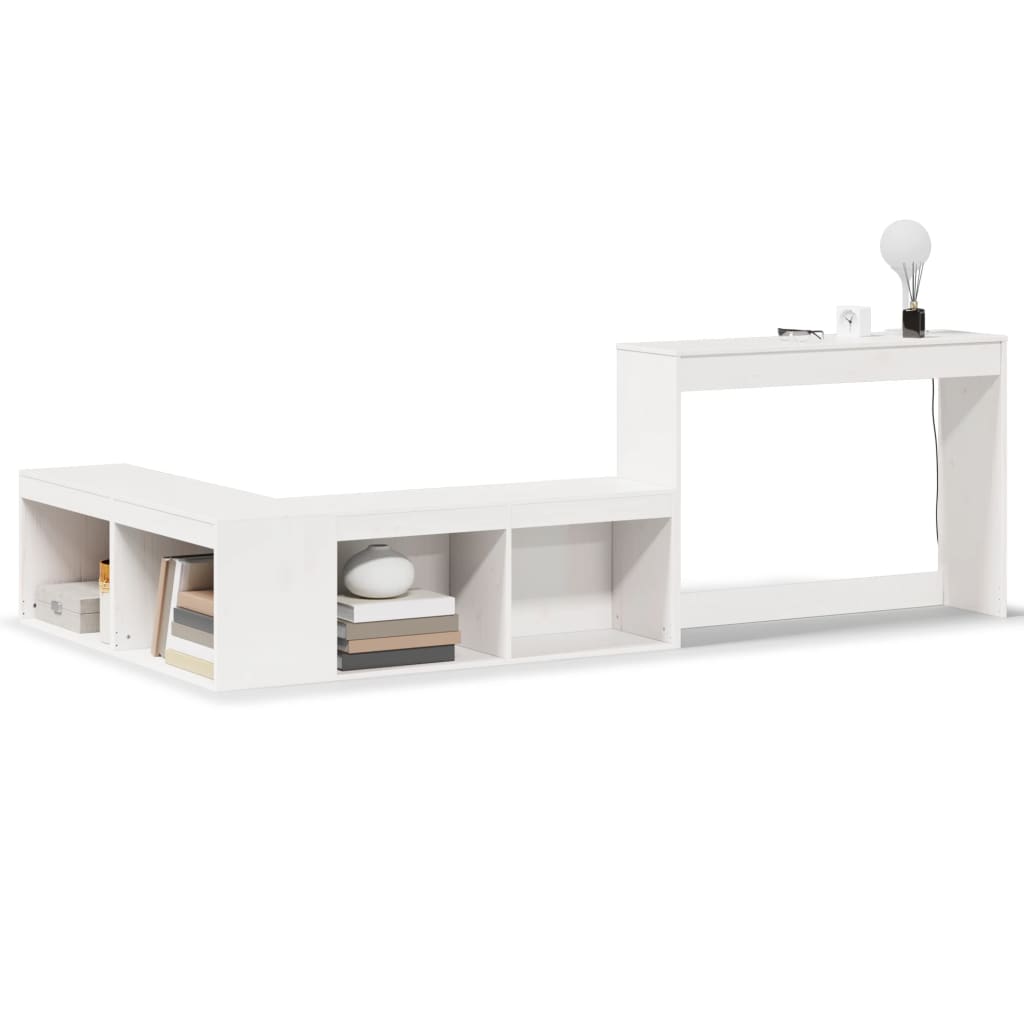 Table de chevet avec bureau blanc bois de pin massif