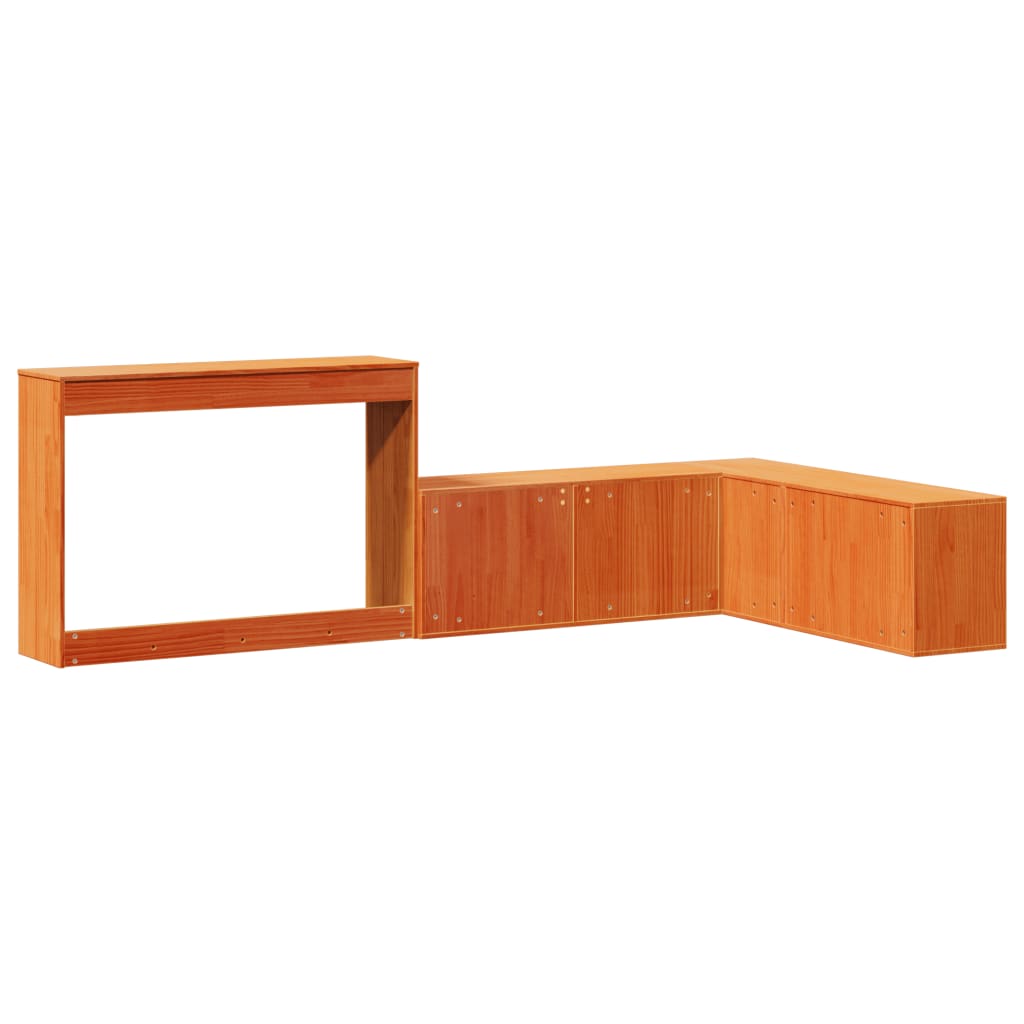 Table de chevet avec bureau cire marron bois de pin massif