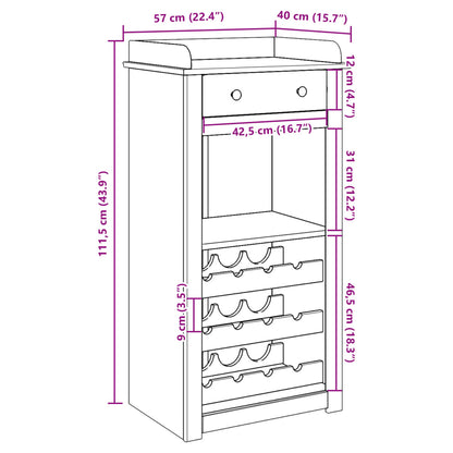 Armoire à vin Panama 57x40x111,5 cm bois de pin massif