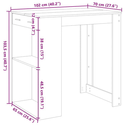 Table de bar blanc 102x70x103,5 cm bois d'ingénierie