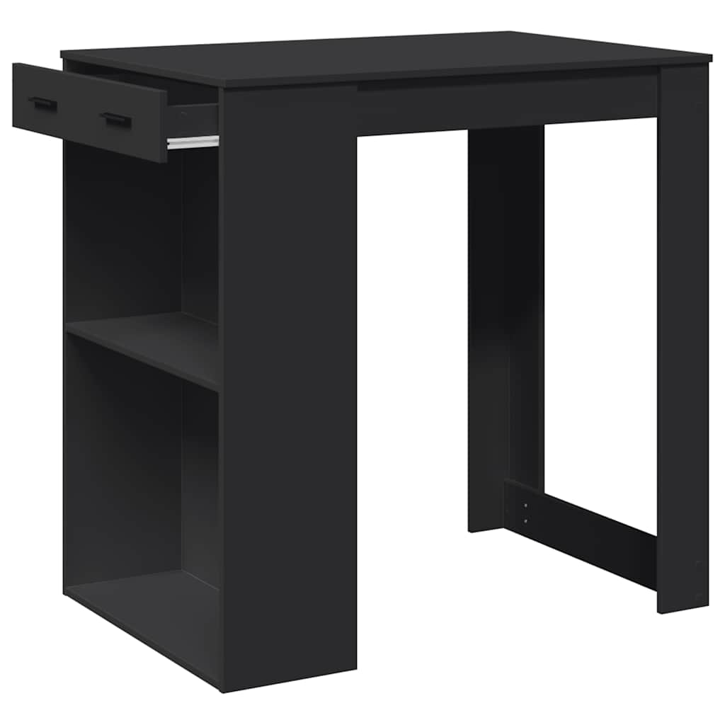 Table de bar noir 102x70x103,5 cm bois d'ingénierie