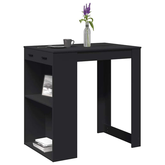 Table de bar noir 102x70x103,5 cm bois d'ingénierie