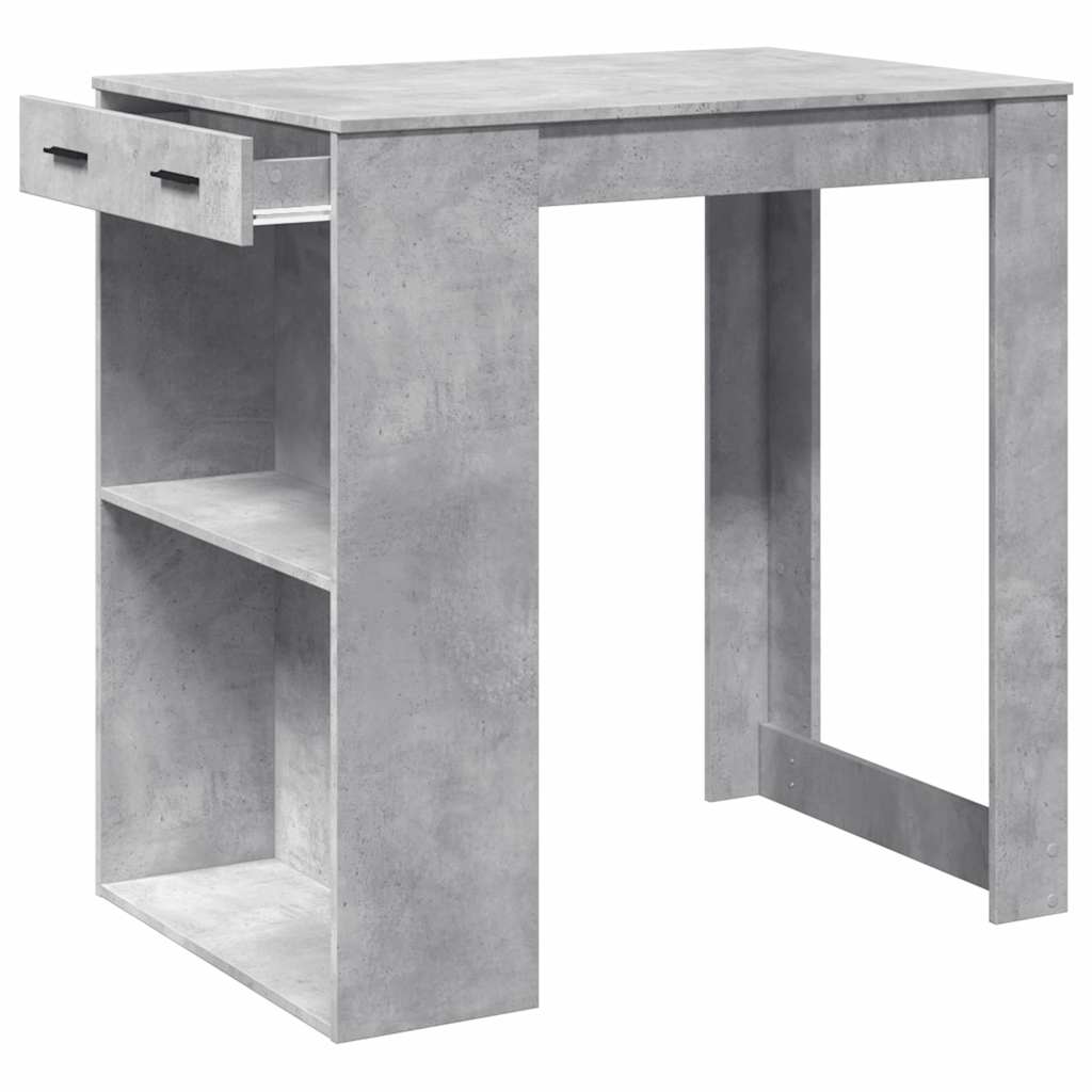 Table de bar gris béton 102x70x103,5 cm bois d'ingénierie