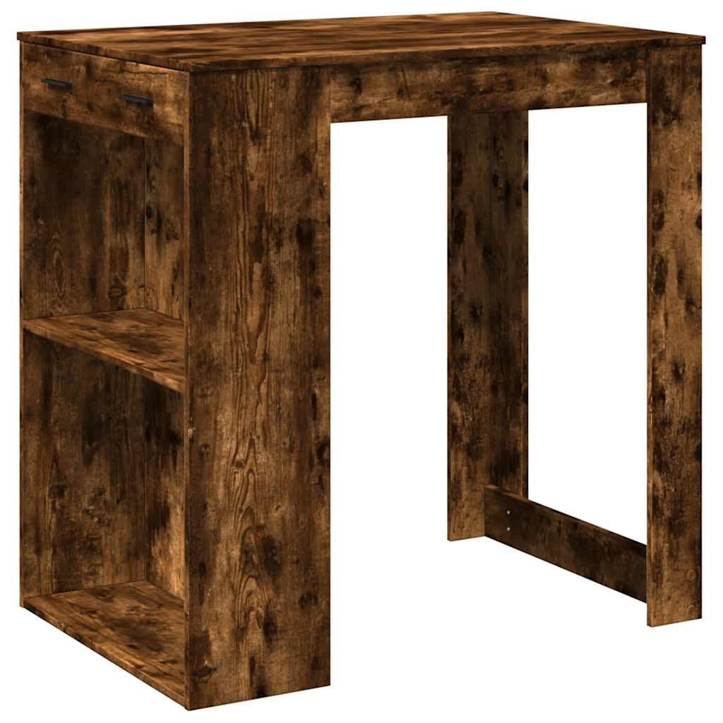 Table de bar chêne fumé 102x70x103,5 cm bois d'ingénierie