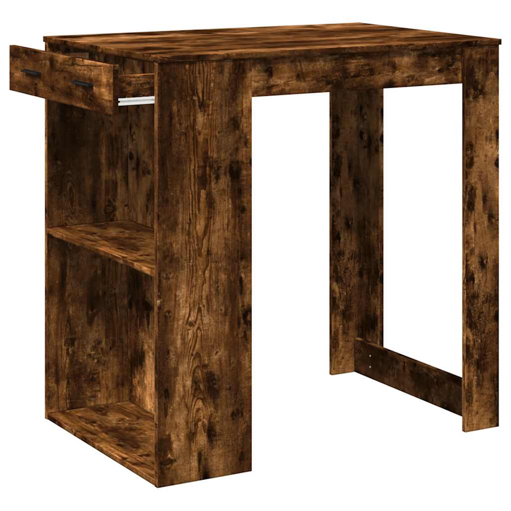 Table de bar chêne fumé 102x70x103,5 cm bois d'ingénierie