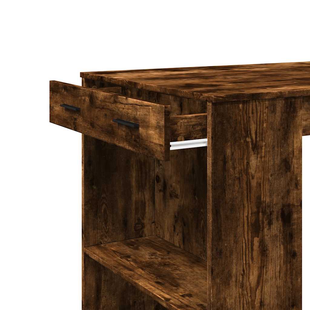 Table de bar chêne fumé 102x70x103,5 cm bois d'ingénierie