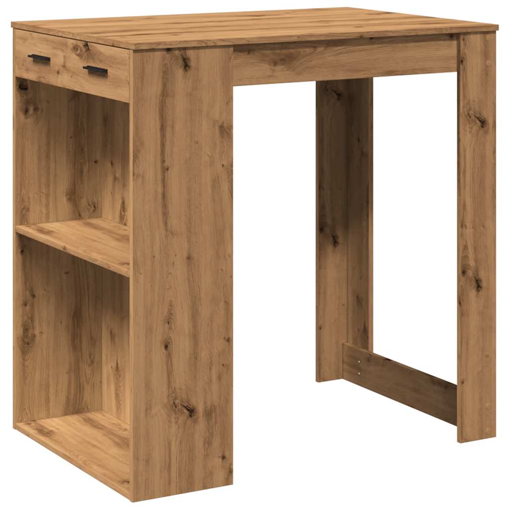 Table de bar chêne artisanal 102x70x103,5 cm bois d'ingénierie