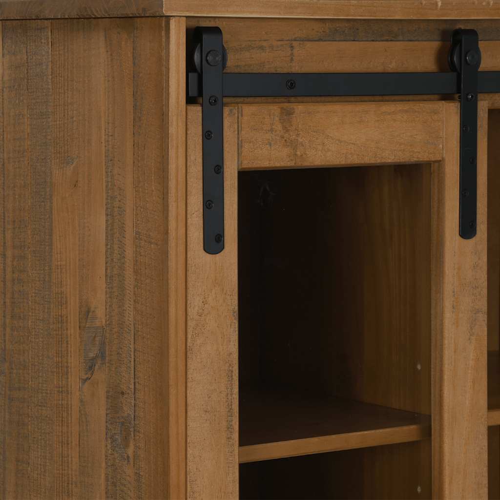 Armoire à vin HALDEN avec casiers à vin porte coulissante pin