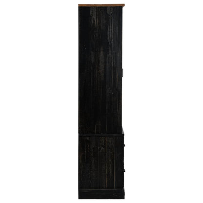 Armoire à vin HALDEN casiers à vin porte coulissante noir pin